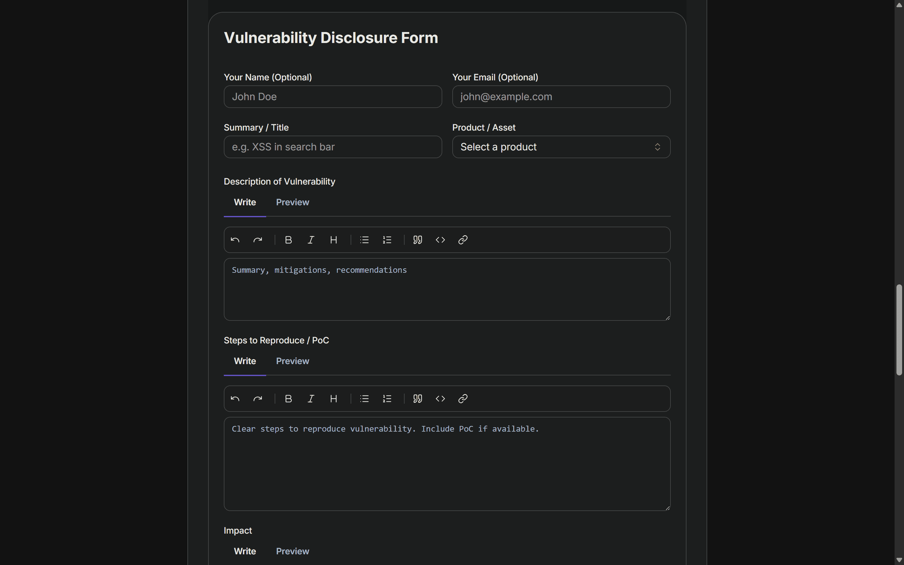 Secure Intake & Reporting